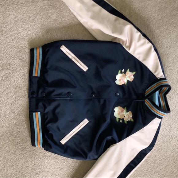 reversible satin coach varsity jacket - Picture 2 of 4